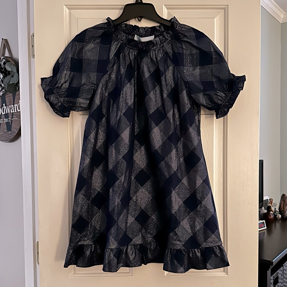 Hill House The Katherine Nap Dress in navy glitter check size small